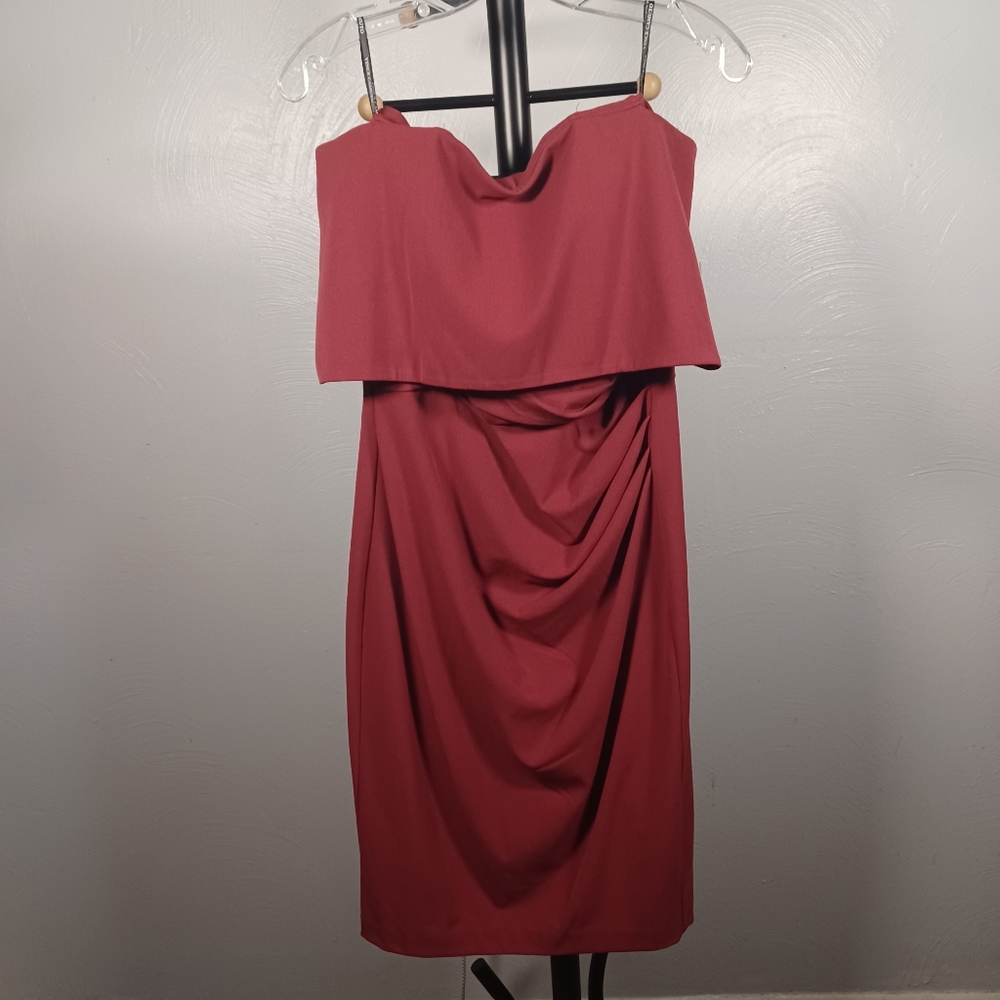 Vince Camuto Red Fitted Ruched Dress Size 8